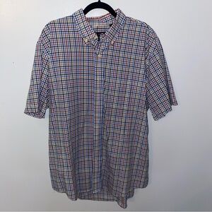 Mens Arrow Short Sleeve Micro Plaid Button Down Shirt, Multicolor, Size XL